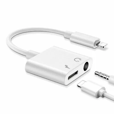 £4.89 • Buy 2in1 Adapter Splitter Audio Earphone AUX Charger For IPhone 7 8 11 12 X XS XR  