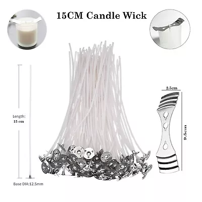 Pre Waxed Candle 100pcs 150mm Wicks With Sustainer Long Tabbed For Candle Making • £4.79