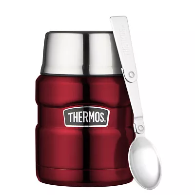 Thermos Stainless King Vacuum Insulated Stainless Steel Durable Jar Red 470ml • $39