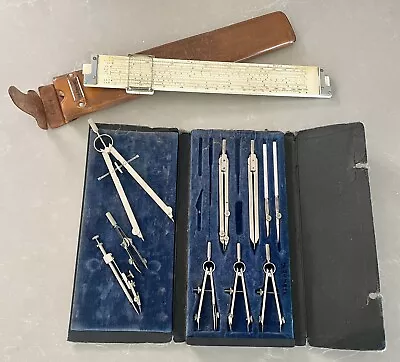 Vintage Keuffler & Esser Slide Ruler With Leather Case + Drafting Tools • $5