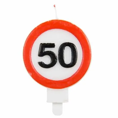 50th Birthday Candle Traffic Sign Party Accessory • £3.39