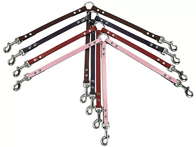 Triple Leather Dog Couplers Three Way Lead For Walking Three Dogs On One Lead • £11