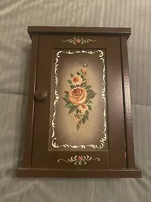 Vintage (hand Made) Painted Wooden Wall Mount Key Holder Cabinet Storage Box • $24