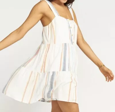 Show Me Your MuMu - Marisa Dress Sz M Sleeveless White W/ Rainbow Stripes Sun 🌞 • $32.88