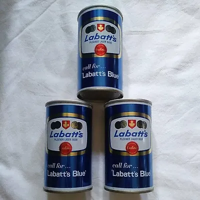 3 LABATT'S PILSNER LAGER EMPTY Beer Cans 12 Oz Straight Steel VINTAGE Canada • $5.99