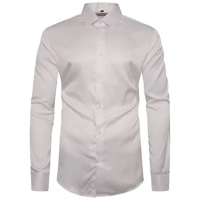 Mens Satin Shiny Silk Feel Smart Casual Dress Wedding Casual Shirt 422 • £22.95