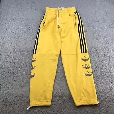 Adidas Sweatpants Adult Small Yellow Side Stripes Solid Straight Leg 46333 • $18.99