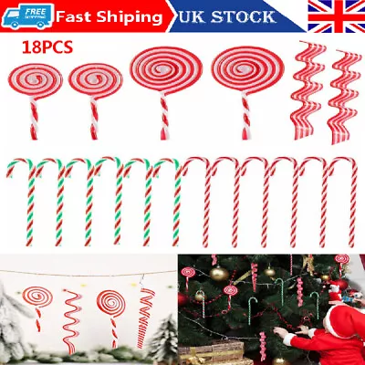 18Pcs Christmas White Red Plastic Candy Xmas Decor Cane Sweet Tree Decorations • £8.89