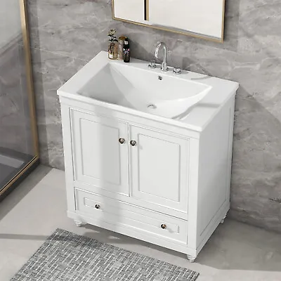 30  Bathroom Vanity Cabinet Combo With Sink Storage Cabinet With Doors & Drawer • $139.29