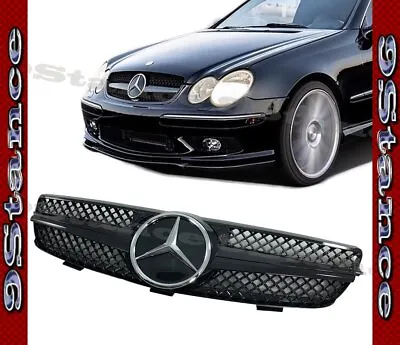 Fit 04-09 W209 CLK Coupe 2DR Model Glossy Black Chrome SDGB Front Mesh Grille • $199.99