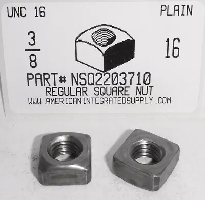 3/8-16 Regular Square Nuts Steel Plain 5/8 Af X 21/64 Th (10) • $10.75