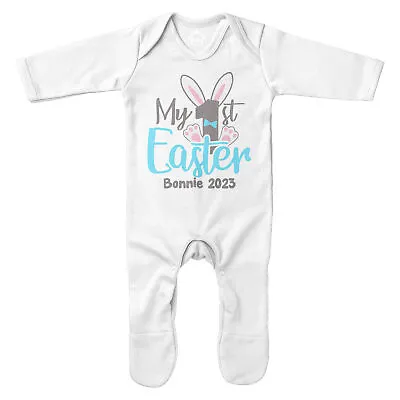 My 1st Easter Personalised Boys Baby Romper Suit First Sunday Custom Babies • £14.99