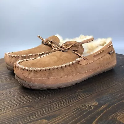 LL Bean Wicked Good Mens Size 11 Brown Suede Slip On Moccasins Slippers • $39.99