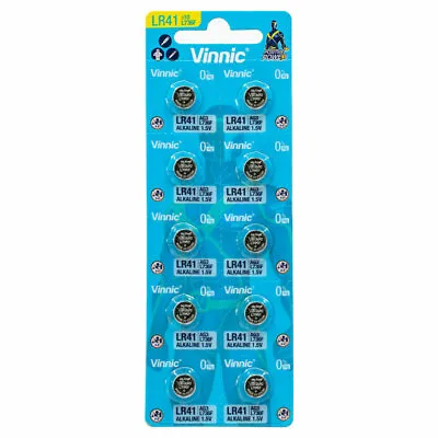 10 X Vinnic LR41 Batteries L736F AG3 Alkaline Button Cells 192 V3G 1.5V • $12.07