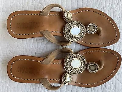 Mystique Jeweled Leather Sandals Size 7 • $35
