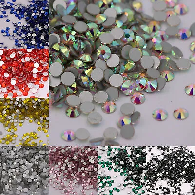 Glitter Crystal AB Flatback Clear Non Hot Fix Nail Art Rhinestones Decorations • $3.43