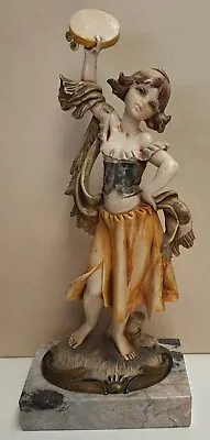 Fontanini Resin Figurine Dancer With Tamborine On Marble Base C1963-84 21cm Tall • $295