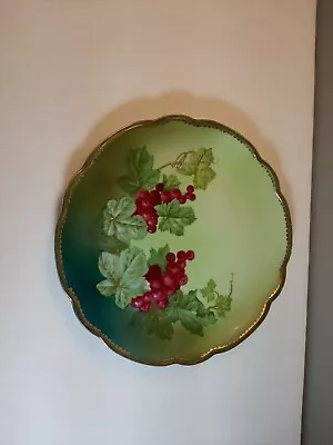 Antique Habsburg Austria 7.5  Plate Grapes Green & Purple Floral With Gold Rim • $11.96