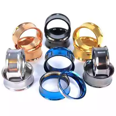 1 Internally Threaded Screw Fit Double Flared Earing Flesh Tunnel Steel Ear Plug • $5.33