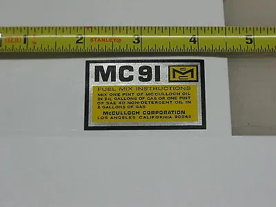 McCulloch Kart Shroud Decal MC-91 Mc 91 • $10.99