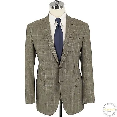 $289.99 • Buy LNWOT Domenico Vacca Tan Black Lilac Wool Cashmere Glen Plaid FF 3/2 Suit 40R