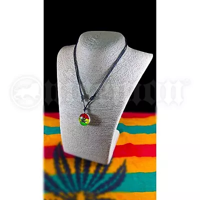 Black Cord One Love Rasta Weed Leaf Necklace Jamaica Reggae Roots Adjust 18 -28  • $13.99