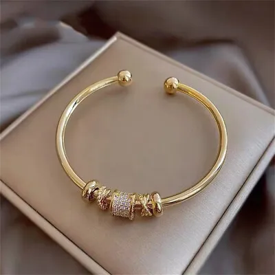 9ct Gold Bangle Ball Open Torque Bangle For Women With Cubic Zirconia Bracelet💖 • £5.99