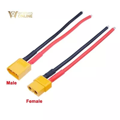 XT60 Male / Female Connector 10CM Silicone Wire Cable 14 AWG For Lipo RC • £3.45