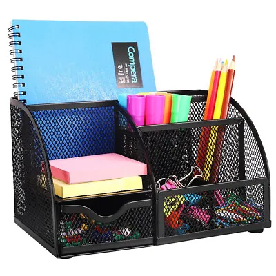 Desk Organizer Pen Holder Table Storage Desktop Office Supplies W/6 Components • $13.99