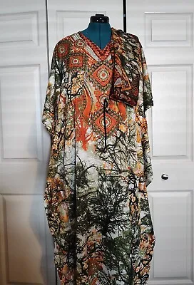 Muslim Women Polyester Bubu With Scarf Sz XL With Stones Caftan Design Abaya • $24.99