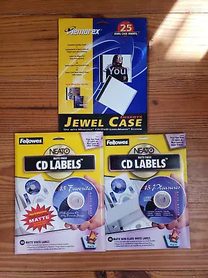 CD DVD 100+Labels Fellowes Neato Peel & Stick  Memorex Jewel Case Inserts Lot • $24.99