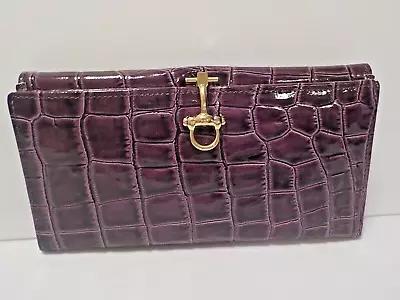 Vera Pelle Wallet Checkbook Made In Italy PURPLE • $30