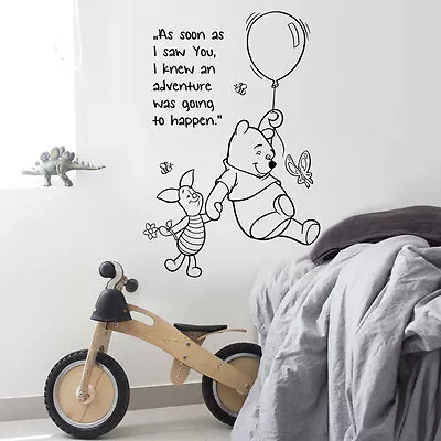 Winnie The Pooh Wall Sticker Quote Kids Boys Girl Bedroom Baby Nursery Decoratio • £11.50