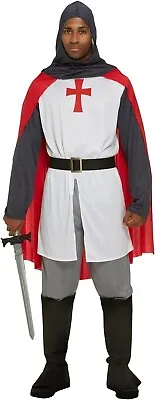 Mens Knight Costume Adults St George Fancy Dress Medieval English Crusader Man • £19.50