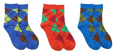 Kids Seamless Argyle Diamonds Bamboo Socks By Rambutan Multi-Color (6-13 Years) • $12.10