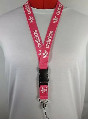 $4.97 • Buy Adidas Lanyard Pink & White Strap Detachable Keychain Badge ID Holder