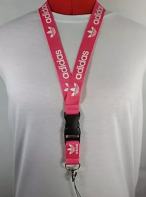$4.97 • Buy Adidas Lanyard Pink & White Strap Detachable Keychain Badge ID Holder