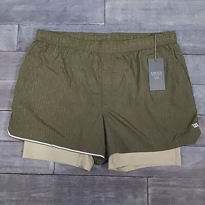 VRST Elevated Hybrid Running Shorts Mens Size XL Green Gray Grey • $19.95