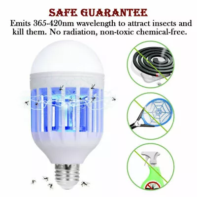 Mosquito Killer Bulb Fly Bug Zapper Wasp Insect Pest LED Light Home Trap Lamp • £7.99