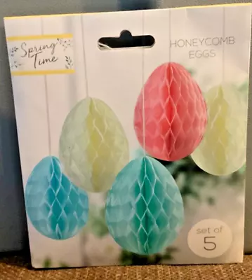 Honeycomb Paper Easter Egg Hanging Decorations 5pk Party Wedding Tree • £1.50