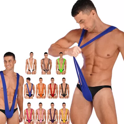 Men Jockstrap Underwear One Piece VSling Stretch Lingerie Mankini Thong Swimsuit • $6.15