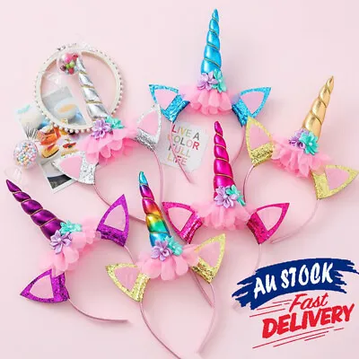 $15.20 • Buy 1X Girl Unicorn Headband Cat Ear Sequins Hoop Band Horn Party Gifts HOT NEW