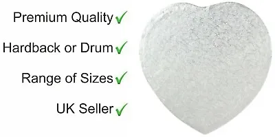 Premium Quality Heart Shaped Thick Cake Silver Board / Drum 8  10  12  14  • £5.75