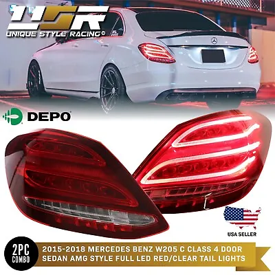 DEPO Plug N Play AMG C63 FULL LED Bar Tail Light For 2015+ Mercedes C Class W205 • $350.96