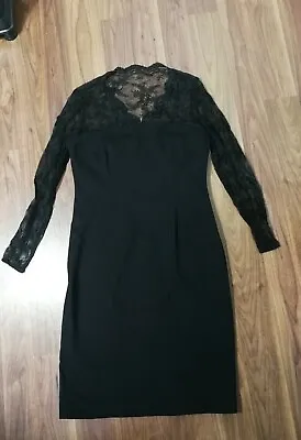 £35 • Buy Hobbs Invitation Womens Ladies Midi Formal Dress Size 12 Black Lace Sleeveles  M