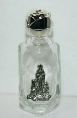 Vintage Glass HOLY WATER Bottle Our Lady Of Lourdes Rosebud Cap NEW • $12.99