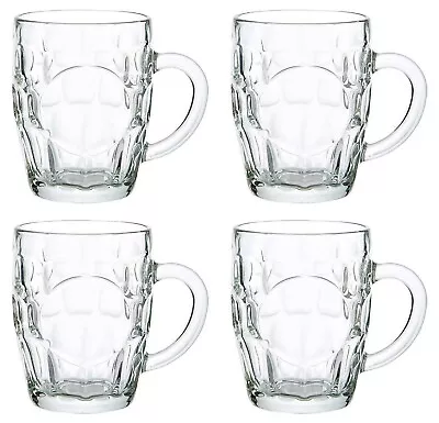 £13.59 • Buy 4x LARGE Dimpled Beer Tankard PINT Glass 600ML Traditional British Pint