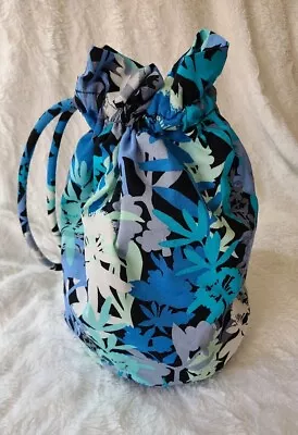 Vera Bradley Ditty Bag Blue Camofloral  Plastic Lined Pool Gym Travel Laundry • $12.50