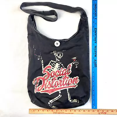 RARE Vintage SOCIAL DISTORTION  SKELLY  Tote Bag! Black Canvas Crossbody Button • $73.99