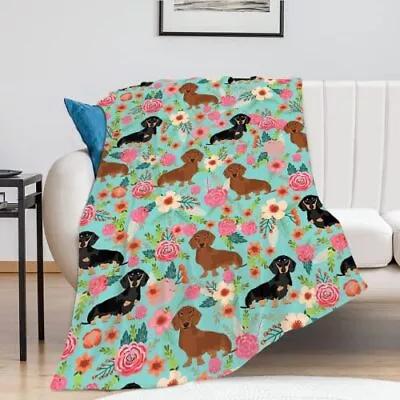 Jinflower Dachshund Blanket Cute Dachshund Dog Pattern Throw Blanket For Girls K • $29.22